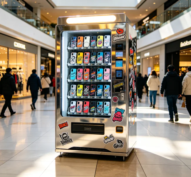 what does a phone case vending machine do