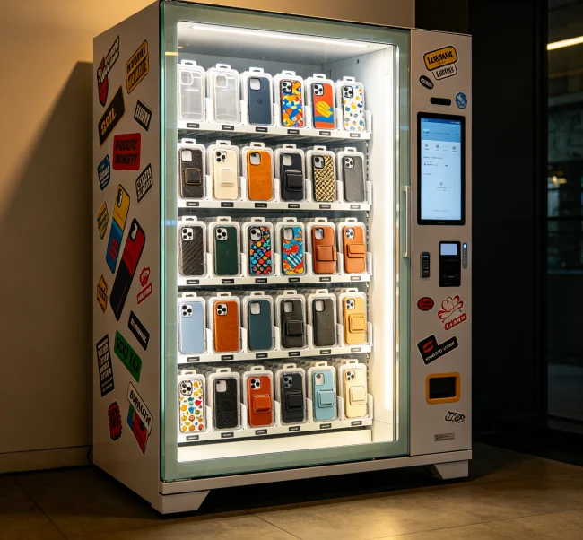 where to put phone case vending machines in shopping malls