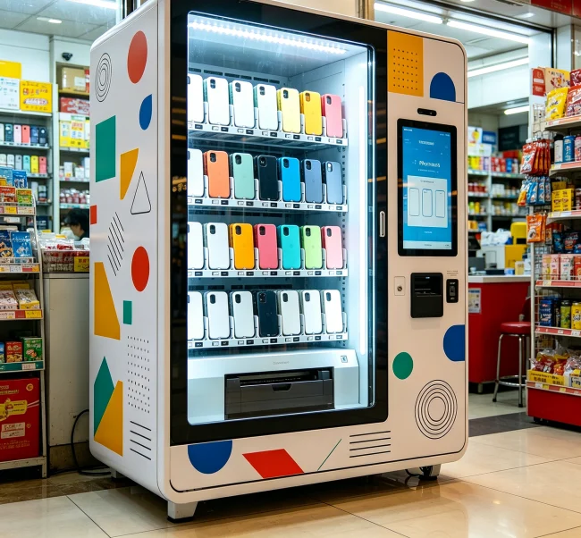 who uses phone case printing vending machines in malls