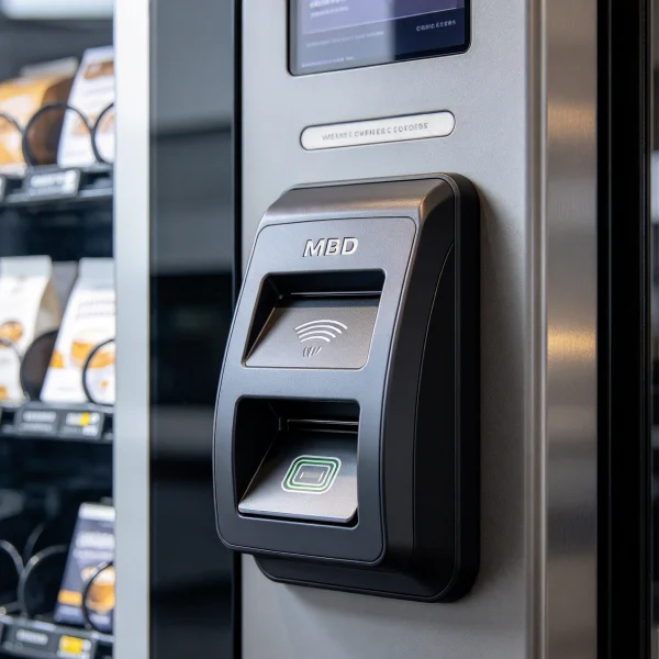 MDB card reader mounted on vending machine