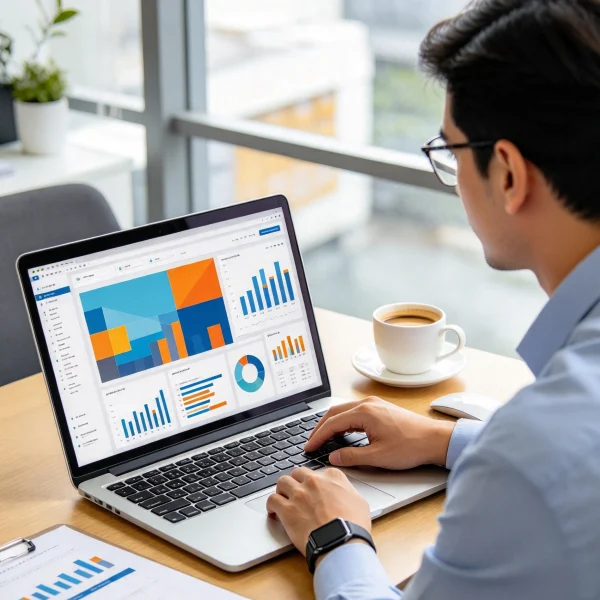 Buyer comparing supplier quotes on laptop