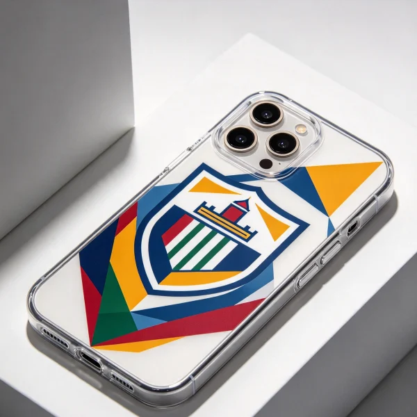 printed case with a university logo