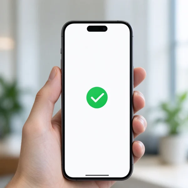 iPhone screen showing Apple Pay confirmation with a green checkmark