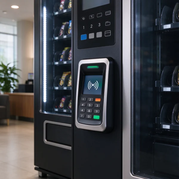 A vending machine with an updated contactless card reader installed