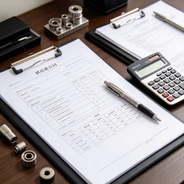 supplier contract and spare parts price list on an office desk