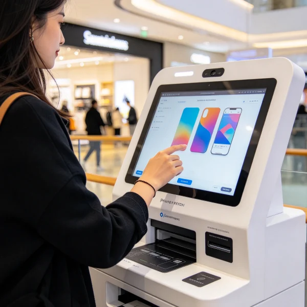 phone case printing kiosk inside a shopping mall
