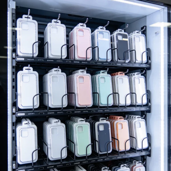 stack of blank phone cases on a workbench