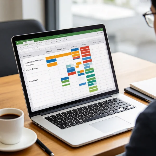 Laptop spreadsheet comparing price quotes from three suppliers